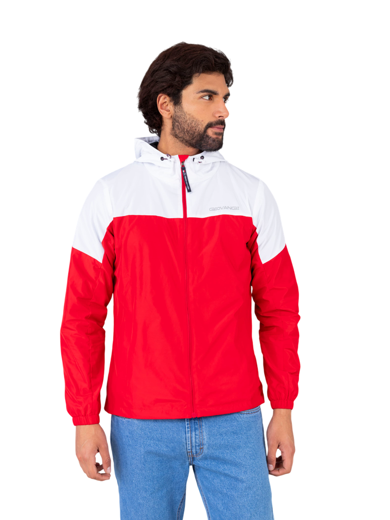 Casaca Cortaviento Color Duo - Rojo y Blanco