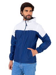 Casaca Cortaviento Color Duo - Azul Claro y Blanco