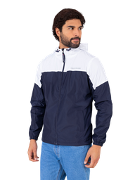 Casaca Cortaviento Color Duo - Azul Marino y Blanco