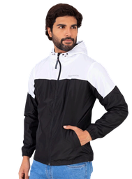 Casaca Cortaviento Color Duo - Negro y Blanco