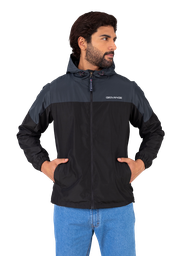 Casaca Cortaviento Color Duo - Negro y Gris Oscuro