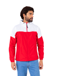 Casaca Cortaviento Color Duo - Rojo y Blanco